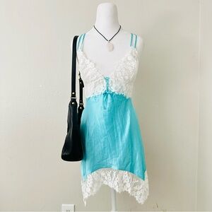 Victoria's Secret white & blue lace babydoll dress